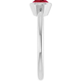 10K Gold Oval Lab-Grown Ruby Bezel-Set Solitaire Ring - White Gold - view 4