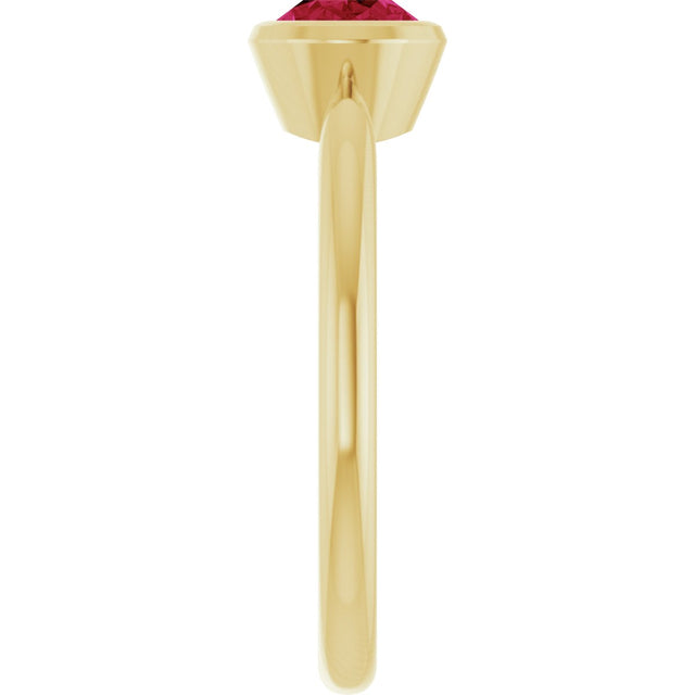 10K Gold Oval Lab-Grown Ruby Bezel-Set Solitaire Ring - Yellow Gold - view 4