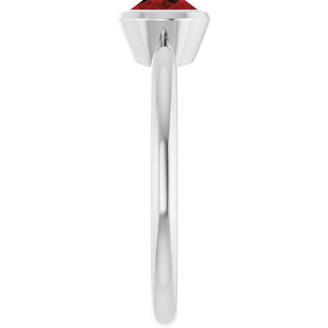 10K Gold Oval Natural Mozambique Garnet Bezel-Set Solitaire Ring - White Gold - view 4