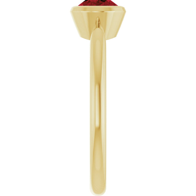 10K Gold Oval Natural Mozambique Garnet Bezel-Set Solitaire Ring - Yellow Gold - view 4