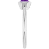 10K Gold Oval Natural Amethyst Bezel-Set Solitaire Ring - White Gold - view 4