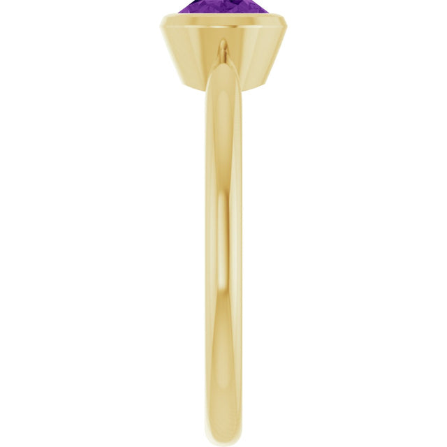 10K Gold Oval Natural Amethyst Bezel-Set Solitaire Ring - Yellow Gold - view 4