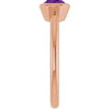 14K Gold Oval Natural Amethyst Bezel-Set Solitaire Ring - Rose Gold - view 4
