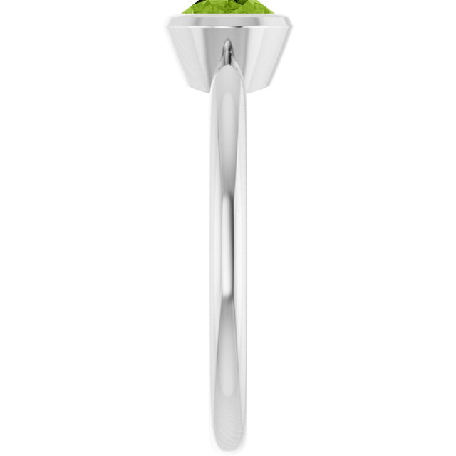 10K Gold Oval Natural Peridot Bezel-Set Solitaire Ring - White Gold - view 4