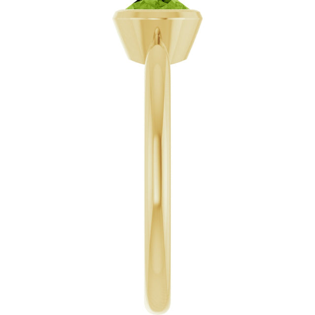 10K Gold Oval Natural Peridot Bezel-Set Solitaire Ring - Yellow Gold - view 4
