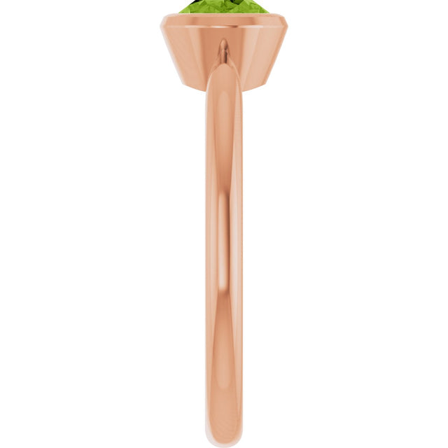 14K Gold Oval Natural Peridot Bezel-Set Solitaire Ring - Rose Gold - view 4