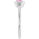 14K Gold Oval Lab-Grown Pink Sapphire Bezel-Set Solitaire Ring - White Gold - view 4