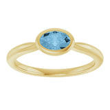 10K Gold Oval Natural Sky Blue Topaz Bezel-Set Solitaire Ring - Yellow Gold - view 3