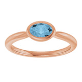 14K Gold Oval Natural Sky Blue Topaz Bezel-Set Solitaire Ring - Rose Gold - view 3