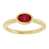 10K Gold Oval Lab-Grown Ruby Bezel-Set Solitaire Ring - Yellow Gold - view 3
