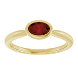 10K Gold Oval Natural Mozambique Garnet Bezel-Set Solitaire Ring - Yellow Gold - view 3