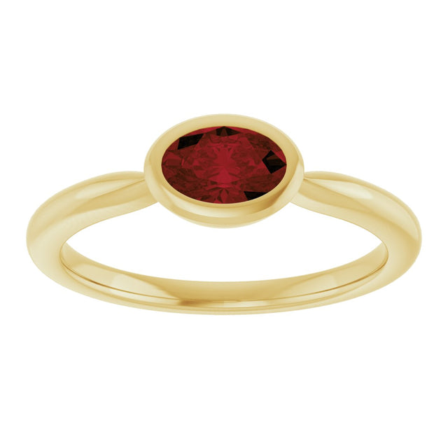 10K Gold Oval Natural Mozambique Garnet Bezel-Set Solitaire Ring - Yellow Gold - view 3