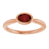 14K Gold Oval Natural Mozambique Garnet Bezel-Set Solitaire Ring – 6x4mm - Rose Gold - view 3