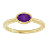 10K Gold Oval Natural Amethyst Bezel-Set Solitaire Ring - Yellow Gold - view 3