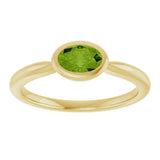 10K Gold Oval Natural Peridot Bezel-Set Solitaire Ring - Yellow Gold - view 3