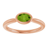 14K Gold Oval Natural Peridot Bezel-Set Solitaire Ring - Rose Gold - view 3