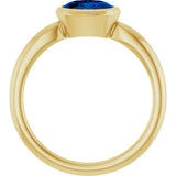 10K Gold Oval Lab-Grown Blue Sapphire Bezel-Set Solitaire Ring - Yellow Gold - view 2