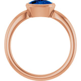 14K Gold Oval Lab-Grown Blue Sapphire Bezel-Set Solitaire Ring - Rose Gold - view 2