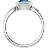 10K Gold Oval Natural Sky Blue Topaz Bezel-Set Solitaire Ring - White Gold - view 2