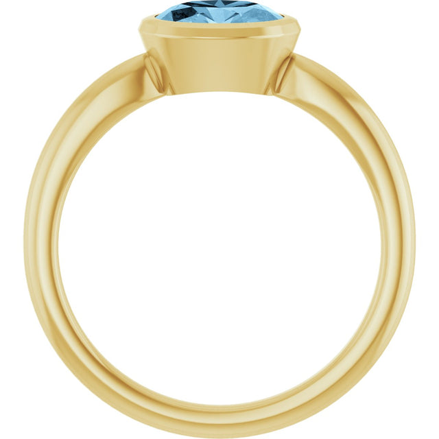 10K Gold Oval Natural Sky Blue Topaz Bezel-Set Solitaire Ring - Yellow Gold - view 2