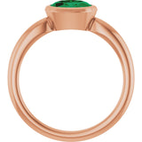 14K Gold Oval Lab-Grown Emerald Bezel-Set Solitaire Ring - Rose Gold - view 2
