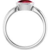 10K Gold Oval Lab-Grown Ruby Bezel-Set Solitaire Ring - White Gold - view 2