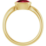 10K Gold Oval Lab-Grown Ruby Bezel-Set Solitaire Ring - Yellow Gold - view 2