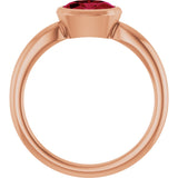 14K Gold Oval Lab-Grown Ruby Bezel-Set Solitaire Ring - Rose Gold - view 2