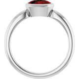 10K Gold Oval Natural Mozambique Garnet Bezel-Set Solitaire Ring - White Gold - view 2