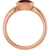 14K Gold Oval Natural Mozambique Garnet Bezel-Set Solitaire Ring – 6x4mm - Rose Gold - view 2