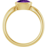 10K Gold Oval Natural Amethyst Bezel-Set Solitaire Ring - Yellow Gold - view 2