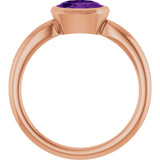 14K Gold Oval Natural Amethyst Bezel-Set Solitaire Ring - Rose Gold - view 2