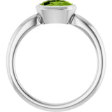 10K Gold Oval Natural Peridot Bezel-Set Solitaire Ring - White Gold - view 2
