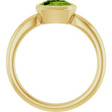 10K Gold Oval Natural Peridot Bezel-Set Solitaire Ring - Yellow Gold - view 2