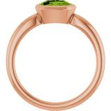 14K Gold Oval Natural Peridot Bezel-Set Solitaire Ring - Rose Gold - view 2