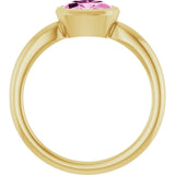 14K Gold Oval Lab-Grown Pink Sapphire Bezel-Set Solitaire Ring - Yellow Gold - view 2