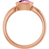 14K Gold Oval Lab-Grown Pink Sapphire Bezel-Set Solitaire Ring - Rose Gold - view 2