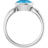 Platinum Oval Natural Swiss Blue Topaz Bezel-Set Solitaire Ring - view 2
