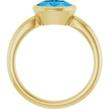 14K Gold Oval Natural Swiss Blue Topaz Bezel-Set Solitaire Ring - Yellow Gold - view 2