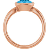 14K Gold Oval Natural Swiss Blue Topaz Bezel-Set Solitaire Ring - Rose Gold - view 2