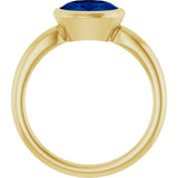 10K Gold Oval Lab-Grown Blue Sapphire Bezel-Set Solitaire Ring - Yellow Gold - view 2
