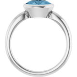 10K Gold Oval Natural Sky Blue Topaz Bezel-Set Solitaire Ring - White Gold - view 2