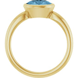 10K Gold Oval Natural Sky Blue Topaz Bezel-Set Solitaire Ring - Yellow Gold - view 2