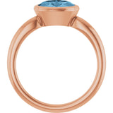 14K Gold Oval Natural Sky Blue Topaz Bezel-Set Solitaire Ring - Rose Gold - view 2