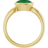 10K Gold Oval Lab-Grown Emerald Bezel-Set Solitaire Ring - Yellow Gold - view 2