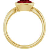 10K Gold Oval Lab-Grown Ruby Bezel-Set Solitaire Ring - Yellow Gold - view 2