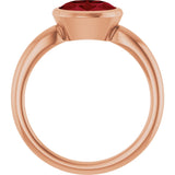 14K Gold Oval Lab-Grown Ruby Bezel-Set Solitaire Ring - Rose Gold - view 2