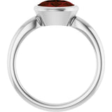 10K Gold Oval Natural Mozambique Garnet Bezel-Set Solitaire Ring - White Gold - view 2