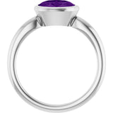 10K Gold Oval Natural Amethyst Bezel-Set Solitaire Ring - White Gold - view 2