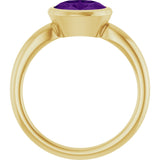 10K Gold Oval Natural Amethyst Bezel-Set Solitaire Ring - Yellow Gold - view 2